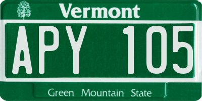 VT license plate APY105
