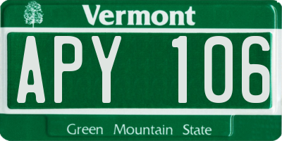 VT license plate APY106