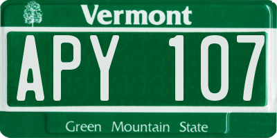 VT license plate APY107