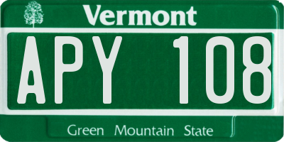 VT license plate APY108