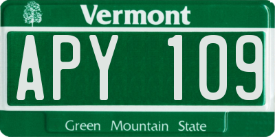 VT license plate APY109