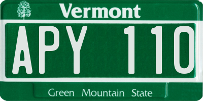 VT license plate APY110