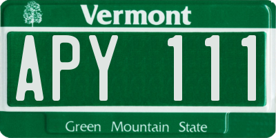 VT license plate APY111