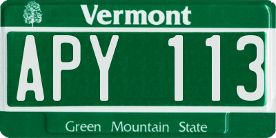 VT license plate APY113