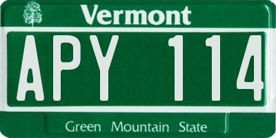 VT license plate APY114
