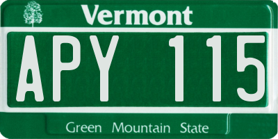 VT license plate APY115