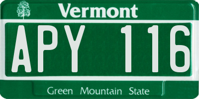 VT license plate APY116