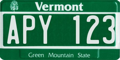 VT license plate APY123