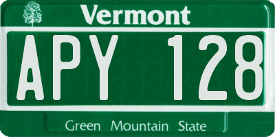 VT license plate APY128