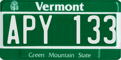 VT license plate APY133
