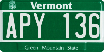 VT license plate APY136