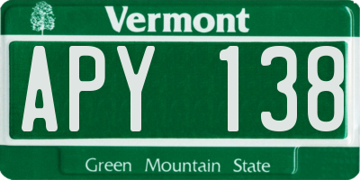 VT license plate APY138