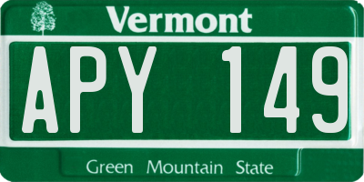 VT license plate APY149