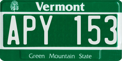 VT license plate APY153