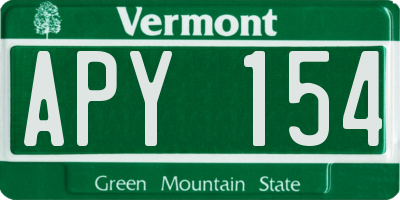VT license plate APY154