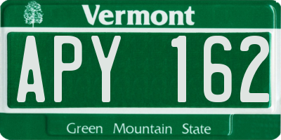 VT license plate APY162