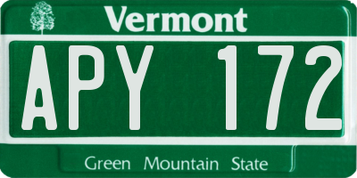 VT license plate APY172