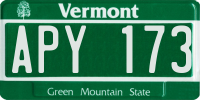 VT license plate APY173