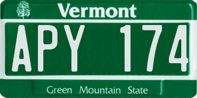 VT license plate APY174