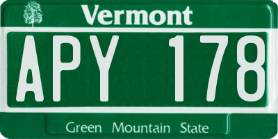 VT license plate APY178