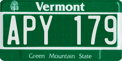 VT license plate APY179