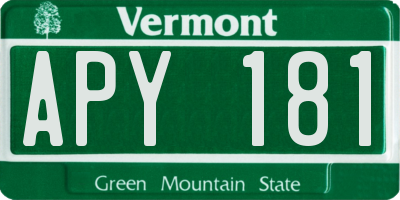 VT license plate APY181