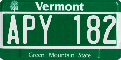 VT license plate APY182
