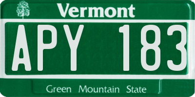 VT license plate APY183