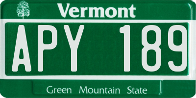 VT license plate APY189