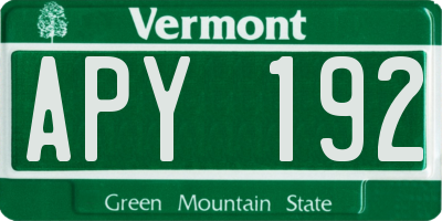 VT license plate APY192