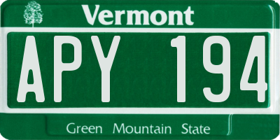 VT license plate APY194