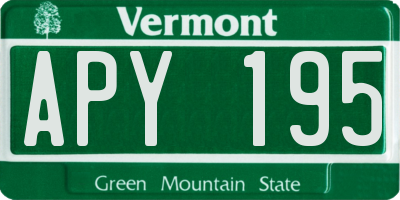 VT license plate APY195