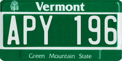 VT license plate APY196