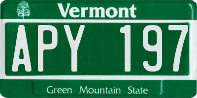 VT license plate APY197
