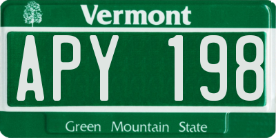 VT license plate APY198