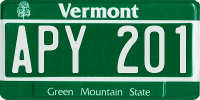 VT license plate APY201
