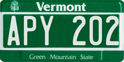VT license plate APY202