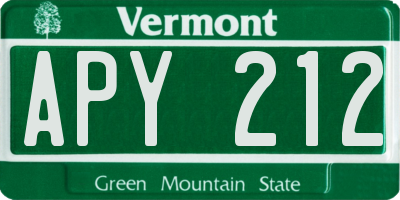 VT license plate APY212