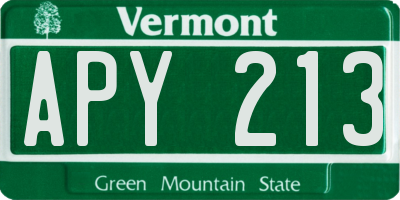 VT license plate APY213