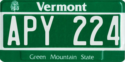 VT license plate APY224