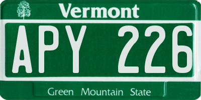 VT license plate APY226