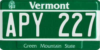 VT license plate APY227