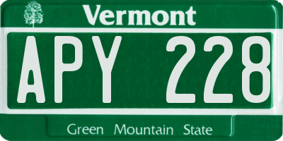 VT license plate APY228
