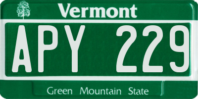VT license plate APY229