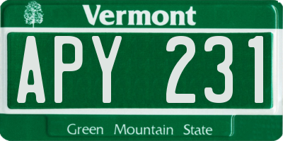 VT license plate APY231