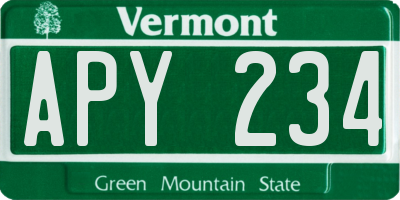 VT license plate APY234