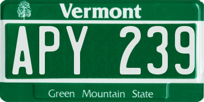 VT license plate APY239