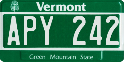 VT license plate APY242