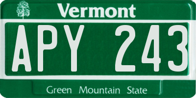 VT license plate APY243