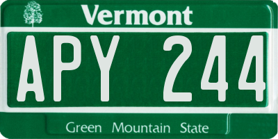 VT license plate APY244
